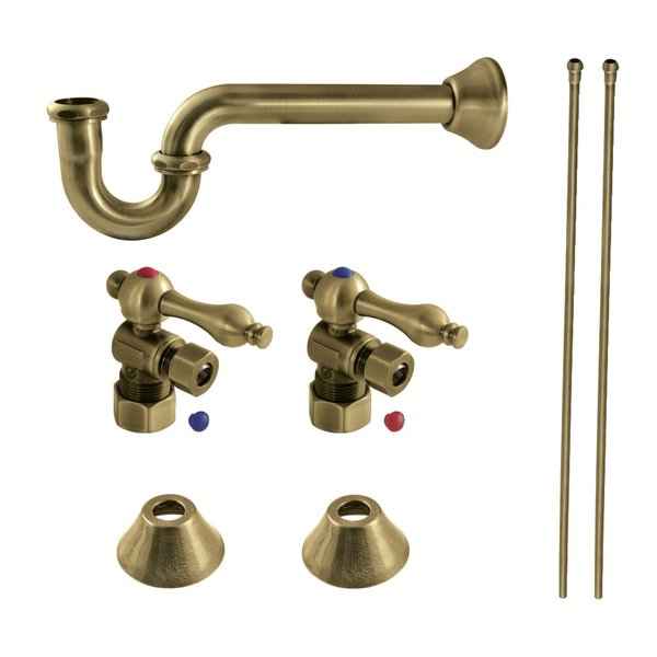 Kingston Brass Plumbing Sink Trim Kit with PTrap, Antique Brass CC53303LKB30
